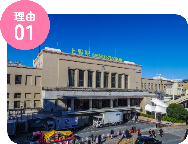 上野駅から徒歩3分の好立地